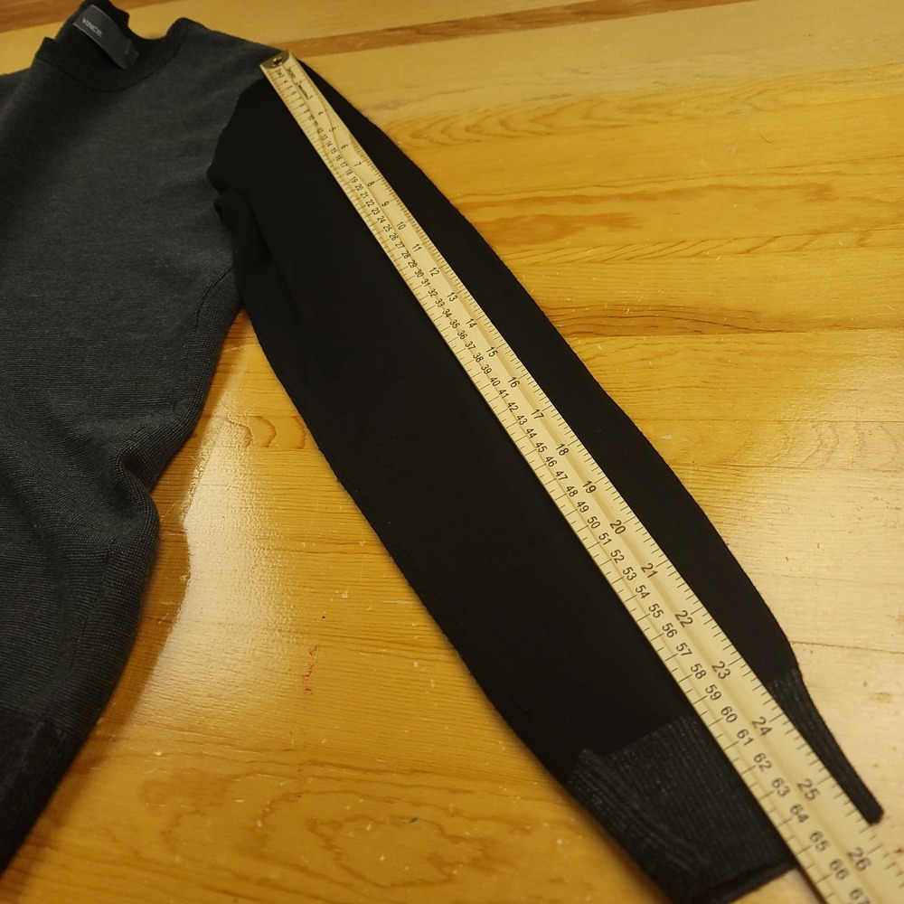 Vince Mens Gray Black Wool Blend Crew Neck Sweater Size M - Picture 10 of 13